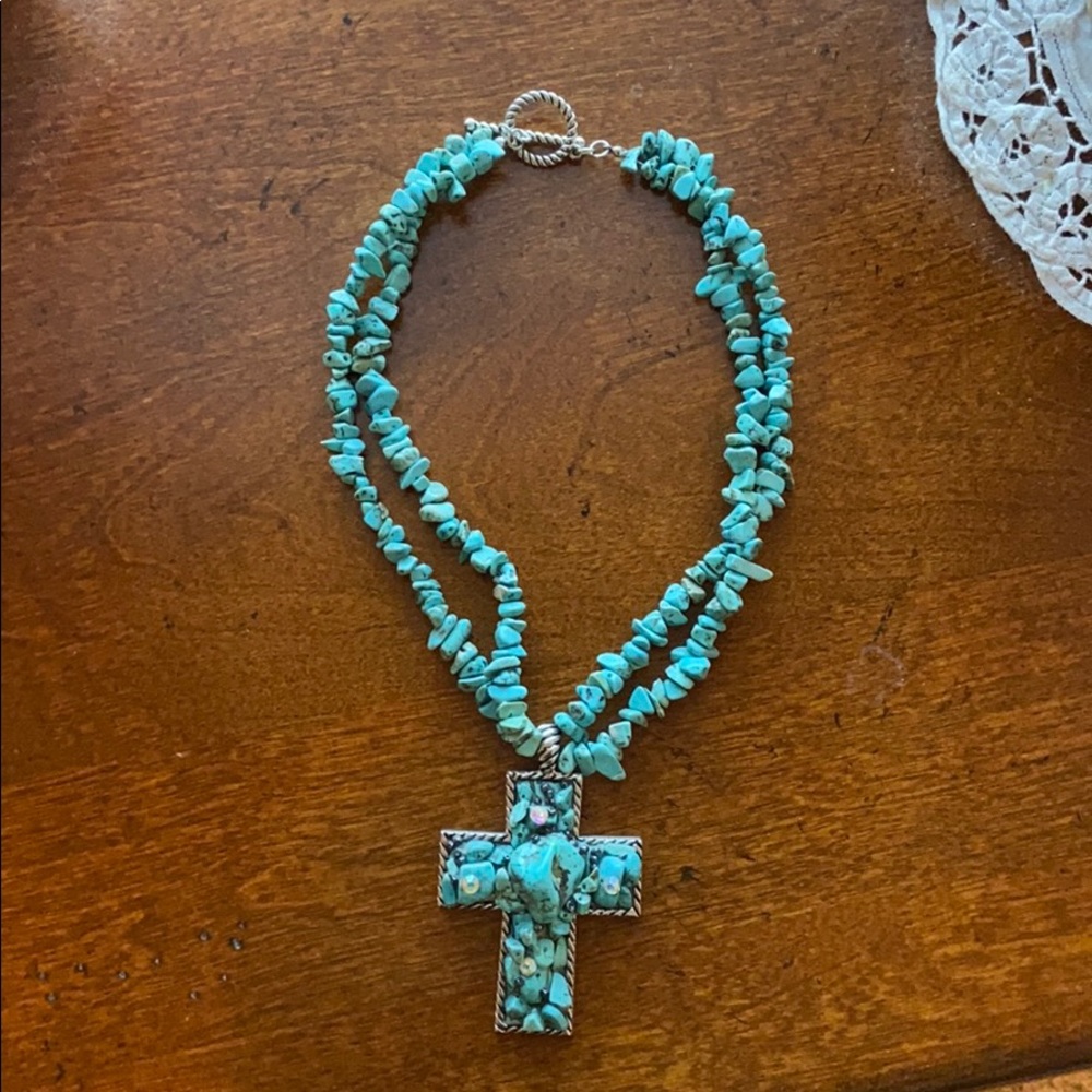 Turquoise cross necklace